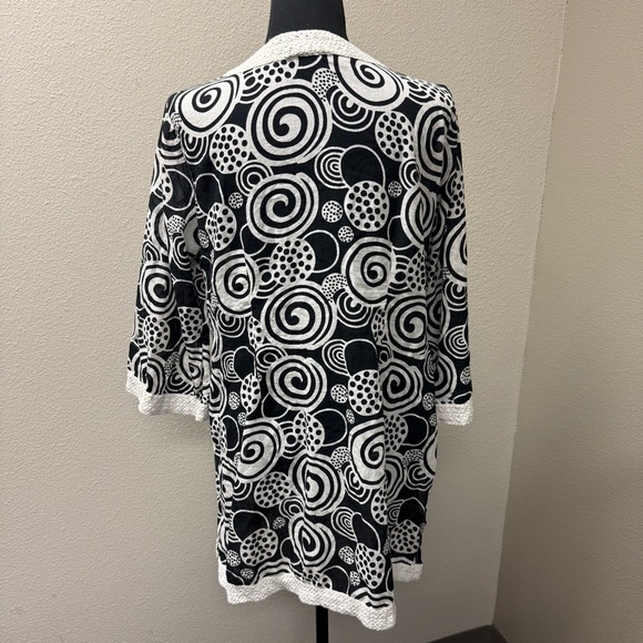 Peppermint Bay Boho Tunic Top Black White Cotton Crochet Trim Beach Large - Picture 5 of 9
